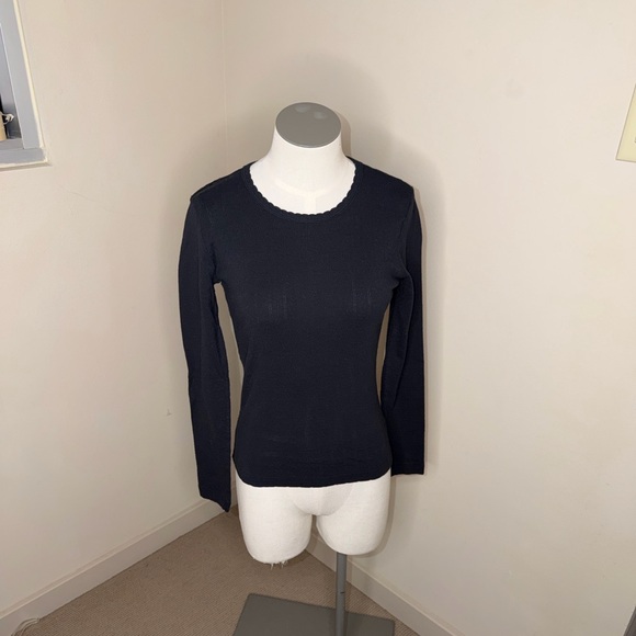 EUC Bundle of 3 LESET Pointelle tees Long Sleeve Cotton White, Black, Pink Small - Picture 2 of 10